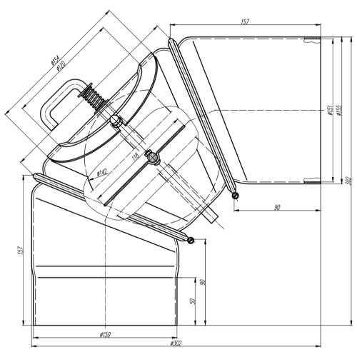 Ofenrohr - Winkel 0-90° 3-teilig mit Drosselklappe und Tür - schwarz - Jeremias Ferro-Lux