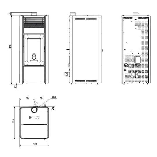 Pelletofen MCZ TEIA Comfort Air 10 UP! S1 10 kW