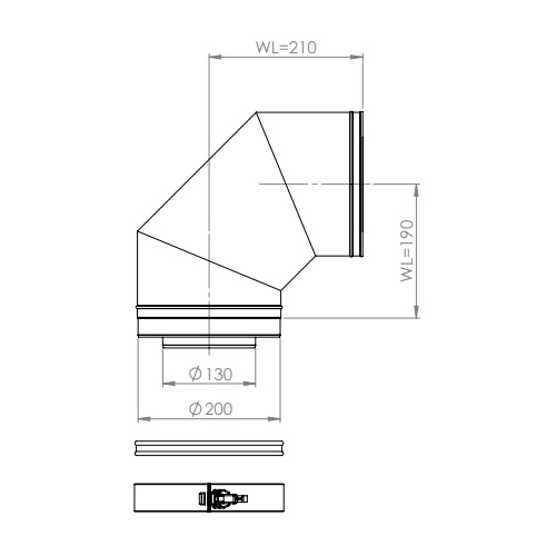 LAS-Schornstein - Bogen 45° gerippt Ø200/130 mm - DRU LAS ES-I 200/130