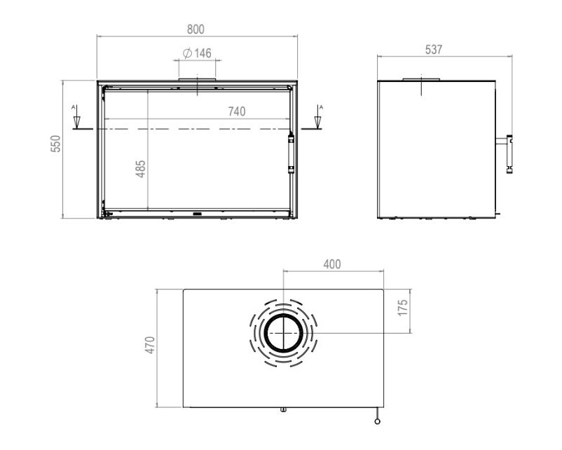 Kaminofen Hitze CF800 9,5 kW