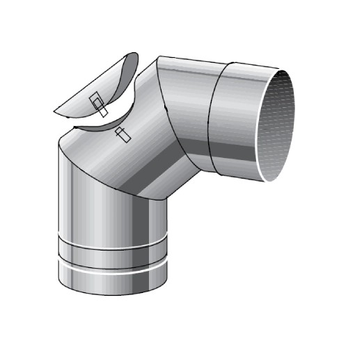 Edelstahlschornstein - Bogen starr 87° mit RV druckdicht - einwandig - Raab EW-FU