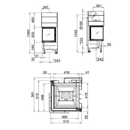 Kamineinsatz Spartherm Mini 2LRh 7 kW Schiebetür