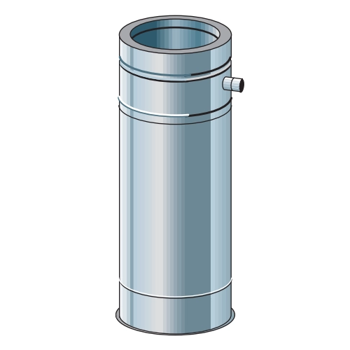 Edelstahlschornstein - Fussteil mit Stütze, Grundplatte rund - doppelwandig - Raab DW-Alkon
