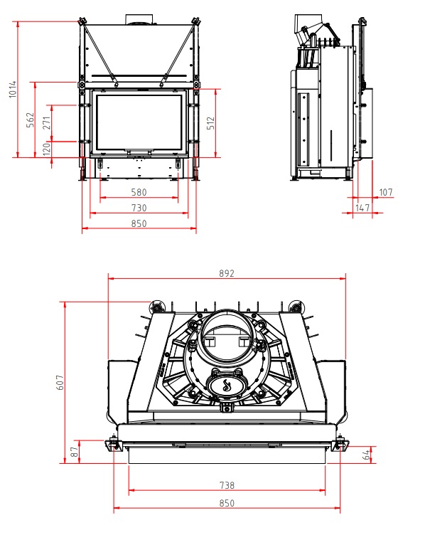 Kamineinsatz SCHMID Lina 73 h Kristall+ 9 kW Frontkamin Schiebetür