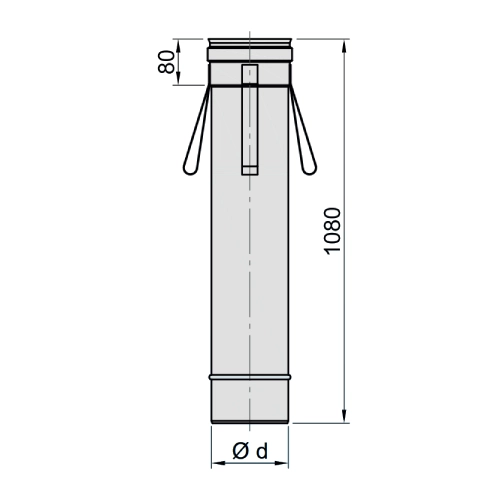 Edelstahlschornstein - Längenelement 1080 mm mit Abstandshaltern - einwandig - eka complex E