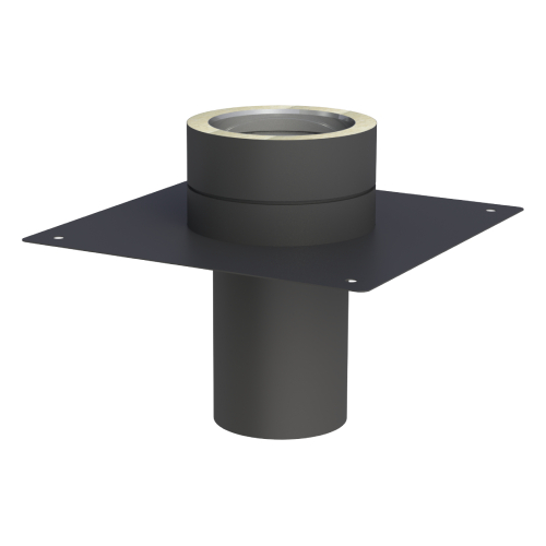 Edelstahlschornstein - Grundplatte für Kaminerhöhung bis 450°C/N1 (mit rundem Einschub) - doppelwandig - Jeremias DW-BLACK
