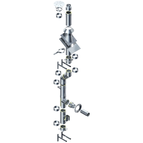 Edelstahlschornstein doppelwandig Ø 130 mm - Raab DW 25 Optilife