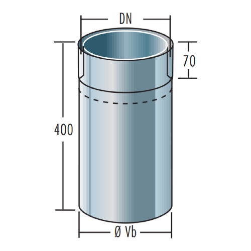 Edelstahlschornstein - Doppeltes Wandfutter kürzbar - doppelwandig - Raab DW-Alkon