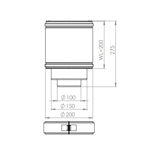 LAS-Schornstein - Rohr 250 mm Ø200/150/100, isoliert - DRU LAS ES-E 200/150/100