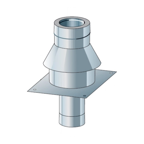 Edelstahlschornstein - Fussteil für Kaminmontage hinterlüftet - doppelwandig - Raab DW-Alkon