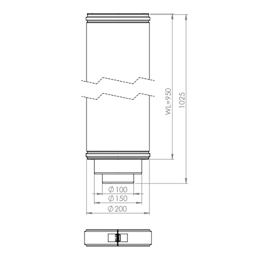 LAS-Schornstein - Rohr 1000 mm Ø200/150/100, isoliert - DRU LAS ES-E 200/150/100