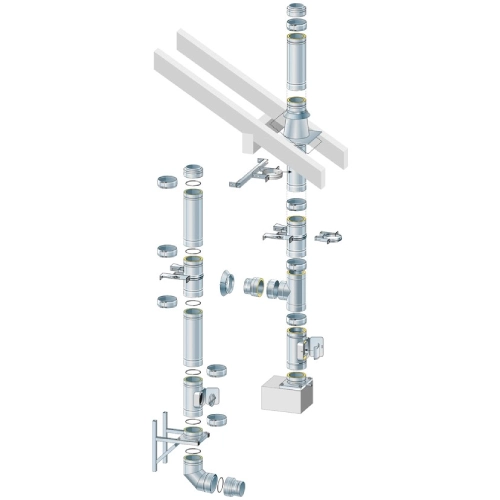 Edelstahlschornstein doppelwandig Ø 150 mm - Raab DW-Alkon