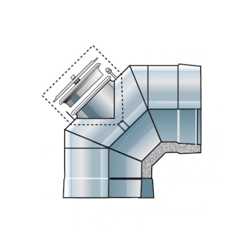 Edelstahlschornstein - Bogen 90° mit RV - doppelwandig - Raab DW-Alkon