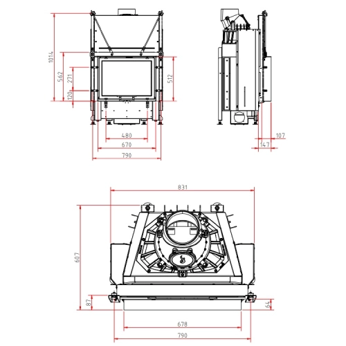 Kamineinsatz SCHMID Lina 6751 h Kristall+ 9 kW Frontkamin Schiebetür