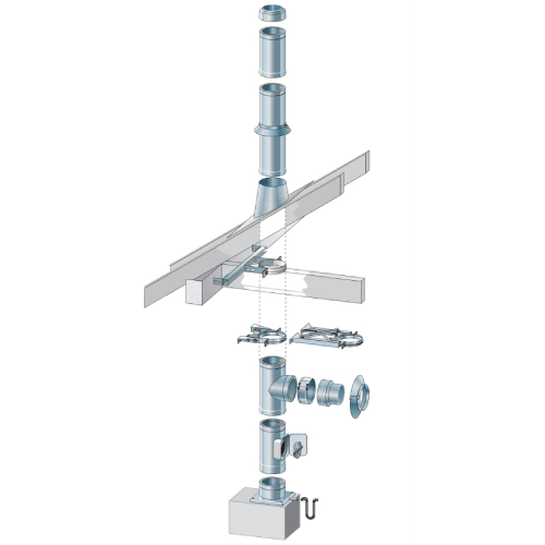 Edelstahlschornstein doppelwandig Ø 150 mm - Raab DW-Alkon