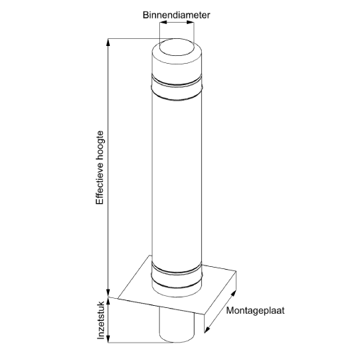 Schwarze Schornsteinverlängerung - doppelwandig - 500 mm wirksame Höhe, matt - Jeremias