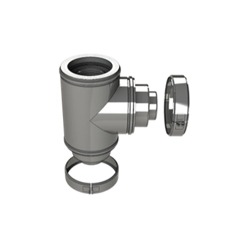 LAS-Schornstein - T-Stück Ø200/150/100 mm, isoliert - DRU LAS ES-E 200/150/100