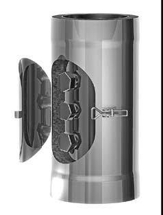 Edelstahlschornstein - Prüföffnung mit Deckel halbrund mit 3 Messstützen - doppelwandig - Schräder Future DW