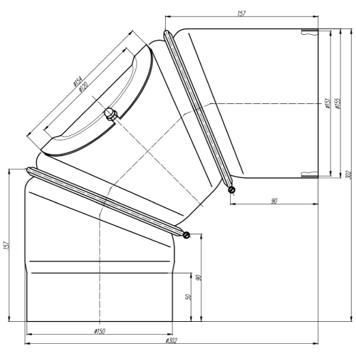 Ofenrohr - Winkel 0-90° 3-teilig mit Tür - schwarz - Jeremias Ferro-Lux