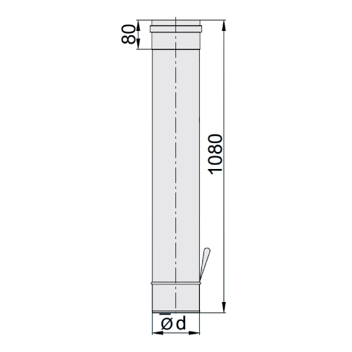 Edelstahlschornstein - Längenelement 1080 mm mit Ablassschlaufe - einwandig - eka complex E