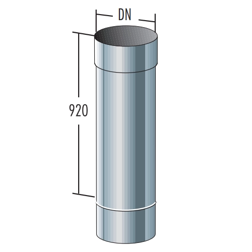 Edelstahlschornstein - Rohrelement 1000 mm mit Doppelmuffe - einwandig - Raab EW-FU