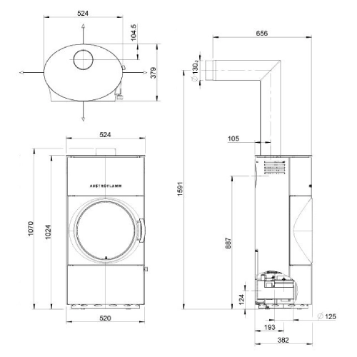 Kaminofen Austroflamm Clou compact Cook 6 kW