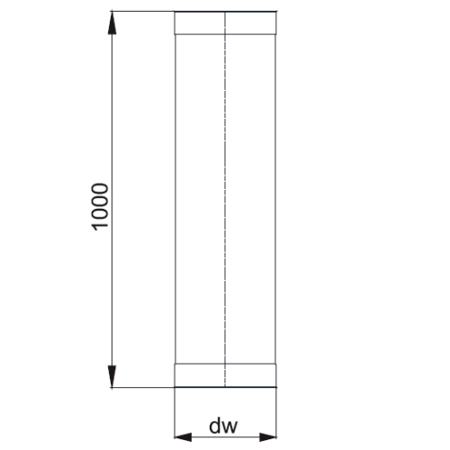 Edelstahlschornstein - Längenelement 1000 mm mit Doppelmuffe - einwandig - Reuter EW-BLUE