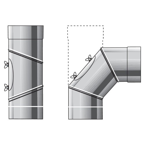Edelstahlschornstein - Bogen verstellbar 0-90° mit RV (nur für Trockenbetrieb) - einwandig - Raab EW-FU