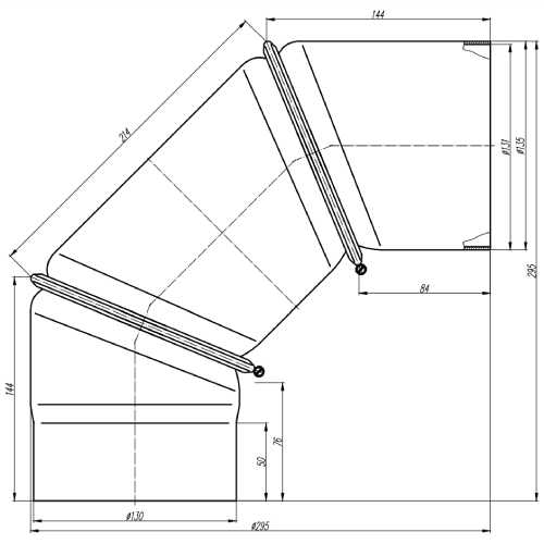 Ofenrohr - Winkel 0-90° 3-teilig ohne Tür - schwarz - Jeremias Ferro-Lux