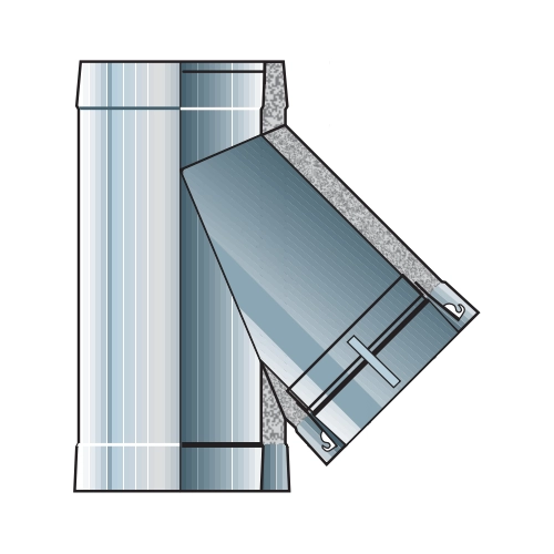 Edelstahlschornstein - Feuerungsanschluss 45° druckdicht - doppelwandig - Raab DW-Alkon