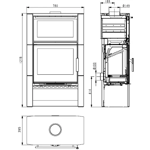 Kaminofen Haas und Sohn NEWHAM easy back keramik 8 kW mit Backfach