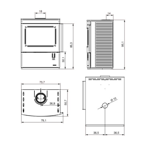 Kaminofen Palazzetti Nicole Gusseisen 9,1 kW