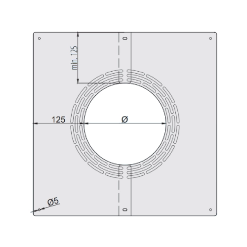 Edelstahlschornstein - Zweiteilige Blende mit Hinterlüftung 45° - doppelwandig - eka complex D