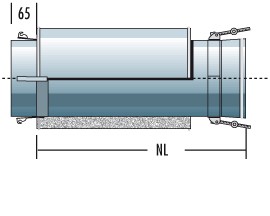 Edelstahlschornstein - V-Rohrelement 1000 mm (für Verbindungsleitung druckdicht) - doppelwandig - Raab DW-Alkon