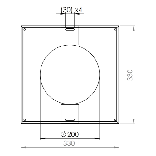 LAS-Schornstein - Wandrosette Ø200 mm, 330 x 330 mm - DRU LAS ES-E 200/150/100