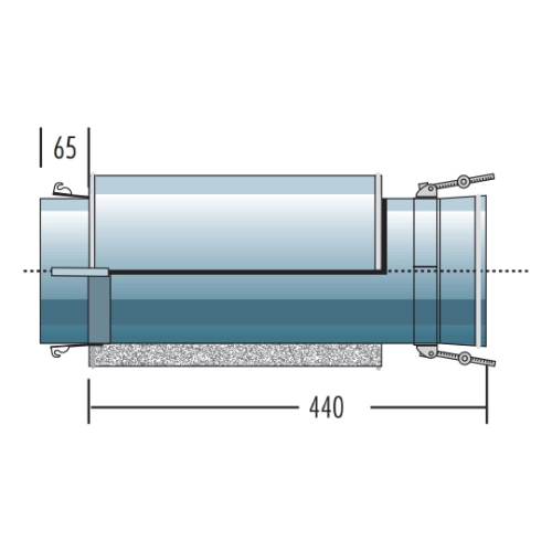 Edelstahlschornstein - V-Rohrelement 500 mm (für Verbindungsleitung druckdicht) - doppelwandig - Raab DW-Alkon