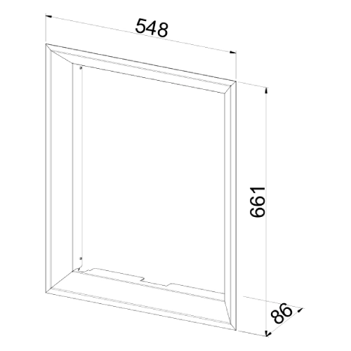 Kaminzubehör Leda - Einbaurahmen, tief ausgestellt, Edelstahl, 548 x 661 mm