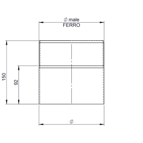 Ofenrohr - Längenelement 150 mm - schwarz - Jeremias Ferro-Lux