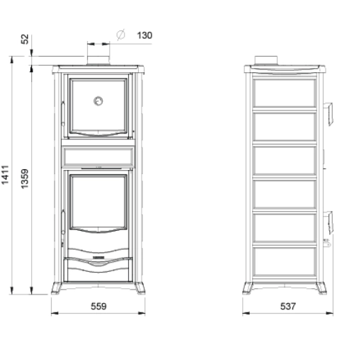 Kaminofen La Nordica Rossella Plus Forno 5.0 - Petra 9,4 kW mit Backfach