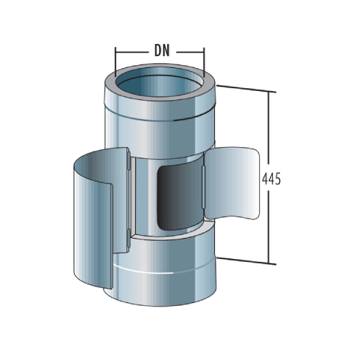 Edelstahlschornstein - Rohrelement mit Kugelfang und Ruß-Auffangschale - doppelwandig - Raab DW-FU