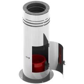 Edelstahlschornstein - Teleskopstütze 610-1190mm mit Teleskopkopf, Ablauf unten und Tür für Kondensatauffangbehälter- doppelwandig - Jeremias DW-FU