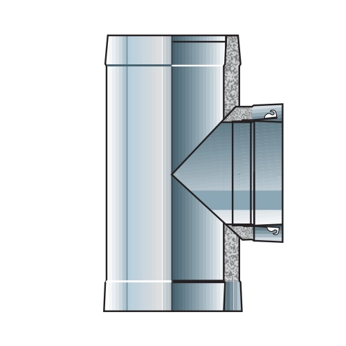 Edelstahlschornstein - Feuerungsanschluss 90° nicht druckdicht - doppelwandig - Raab DW-Alkon