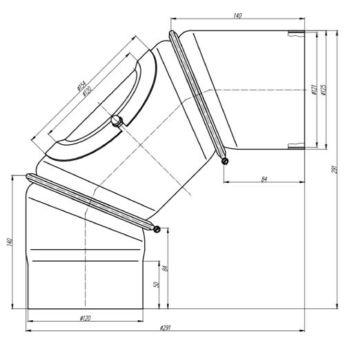 Ofenrohr - Winkel 0-90° 3-teilig mit Tür - schwarz - Jeremias Ferro-Lux