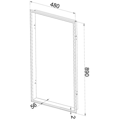 Kaminzubehör Leda - Frontrahmen für Frontplattenset, schwarz (pulverbeschichtet), 480 x 890 mm