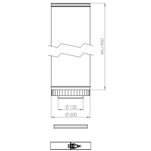 LAS-Schornstein - Längenelement 1000 mm Ø200/130 mm - DRU LAS ES-I 200/130