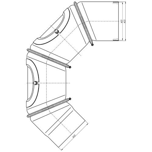 Ofenrohr - Winkel 0-90° 4-teilig mit 2 Türen - schwarz - Jeremias Ferro-Lux