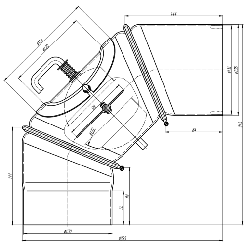 Ofenrohr - Winkel 0-90° 3-teilig mit Drosselklappe und Tür - schwarz - Jeremias Ferro-Lux