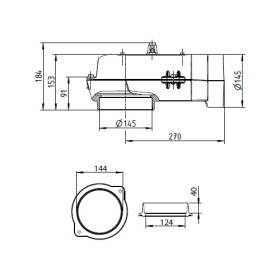 Kaminzubehör Leda - Waagerechter Guss-Heizgasstutzen Ø 145/145 mm+Heizgasstutzen Ø145 mm