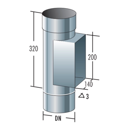 Edelstahlschornstein - Prüf-/Reinigungsöffnung 140x200 - einwandig - Raab EW-FU