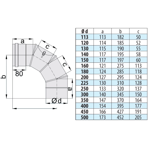 Edelstahlschornstein - Verstellbogen mit Prüföffnung 0-90° - einwandig - eka complex E